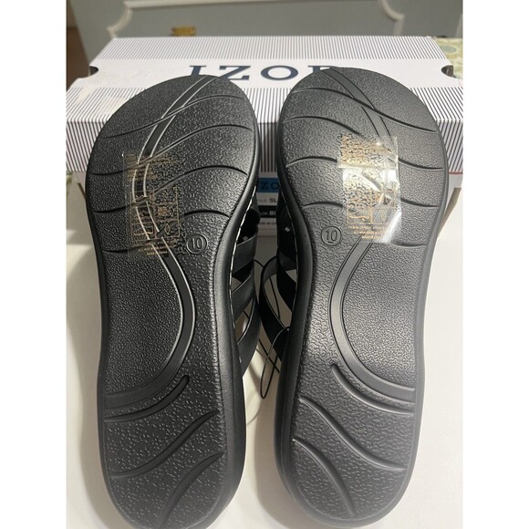 Izod Slaight Strappy Crisscross Strap Slip On Sandals Black Sz 10 NIB - Picture 9 of 16
